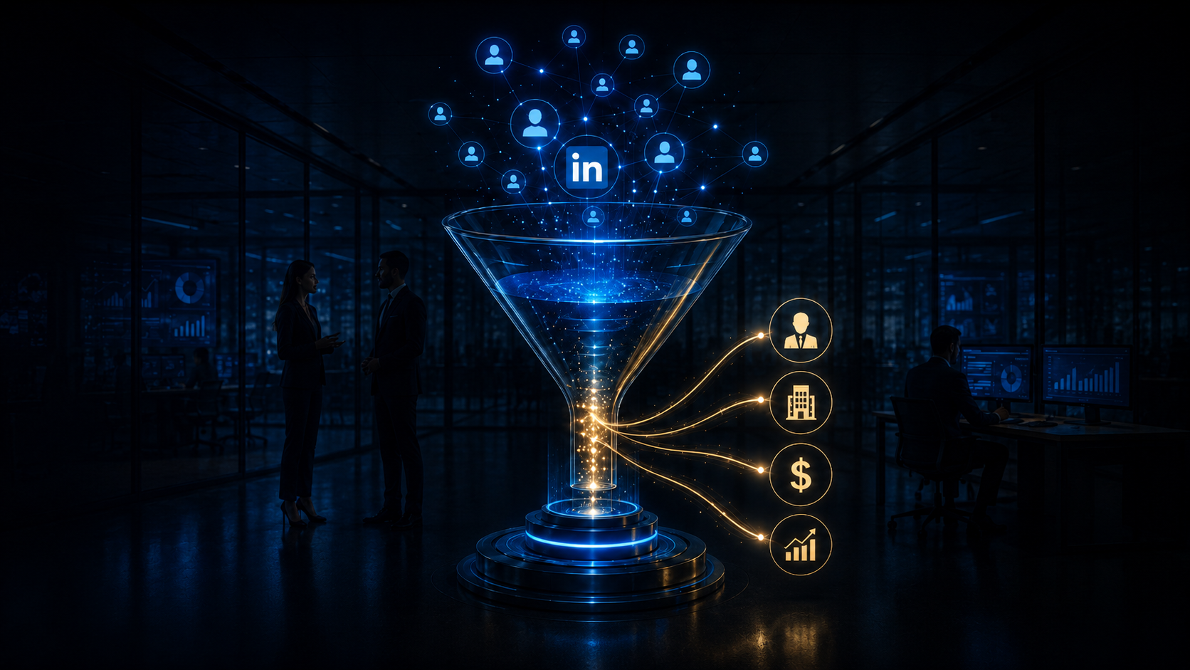 LinkedIn Leadgenerierung im B2B mit digitalem Funnel, Kontakten und Vertriebsdaten
